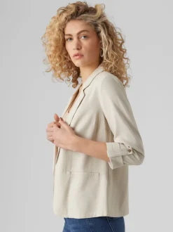 Beige - VERO MODA Linnenmix 3/4 Mouwen Jack