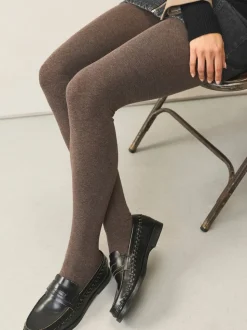 Beige/neutraal gemêleerd - Set van 2 gebreide panty's met warme handgreep