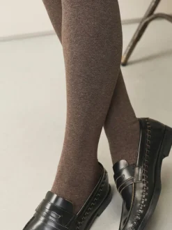 Beige/neutraal gemêleerd - Set van 2 gebreide panty's met warme handgreep