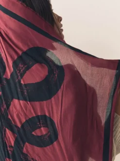 Berry Red N Swirl - Square Lightweight Scarf