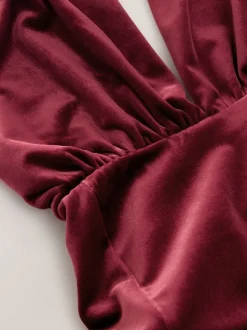Bessenrood - Fluwelen multiway maxi-jurk voor bruidsmeisjes