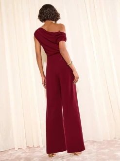 Bessenrood - Friends Like These Off The Shoulder Scuba Wide Leg Jumpsuit