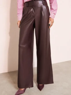 Bessenrood - Friends Like These Faux Leather Pleated Wide Leg Trousers