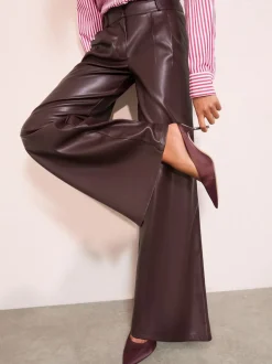 Bessenrood - Friends Like These Faux Leather Pleated Wide Leg Trousers