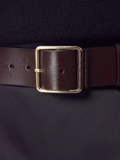 Bessenrood - N. Premium brede leren riem, Made in Italy