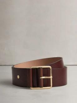 Bessenrood - N. Premium brede leren riem, Made in Italy