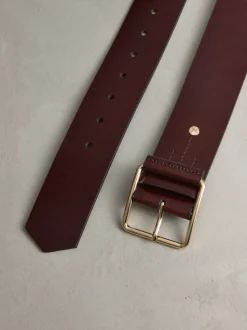 Bessenrood - N. Premium brede leren riem, Made in Italy