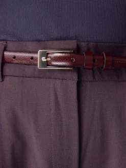 Bessenrood - N. Premium skinny Made In Italy leren riem