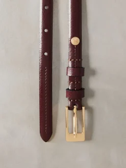 Bessenrood - N. Premium skinny Made In Italy leren riem