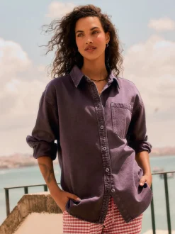 Bessenrood - Oversized denim overhemd