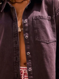 Bessenrood - Oversized denim overhemd