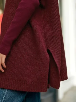 Bessenrood - Ribbed Mock Layer Poncho