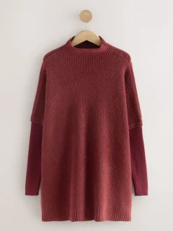Bessenrood - Ribbed Mock Layer Poncho