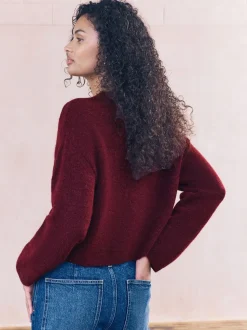 Bessenrood - Soft Touch Ronde hals Gebreid Vest Met Wol