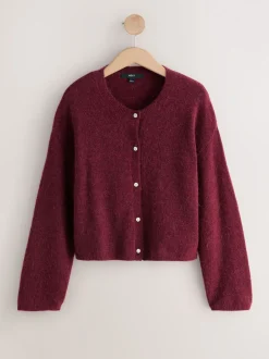 Bessenrood - Soft Touch Ronde hals Gebreid Vest Met Wol