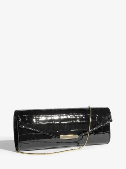 Black Croc Affect - Lipsy Clutch Bag