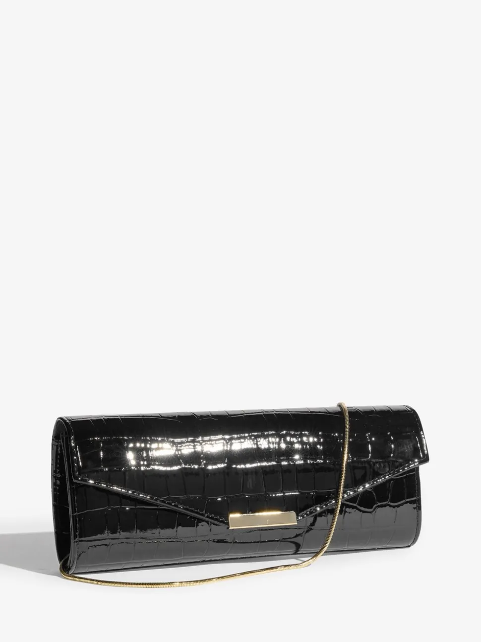 Black Croc Affect - Lipsy Clutch Bag