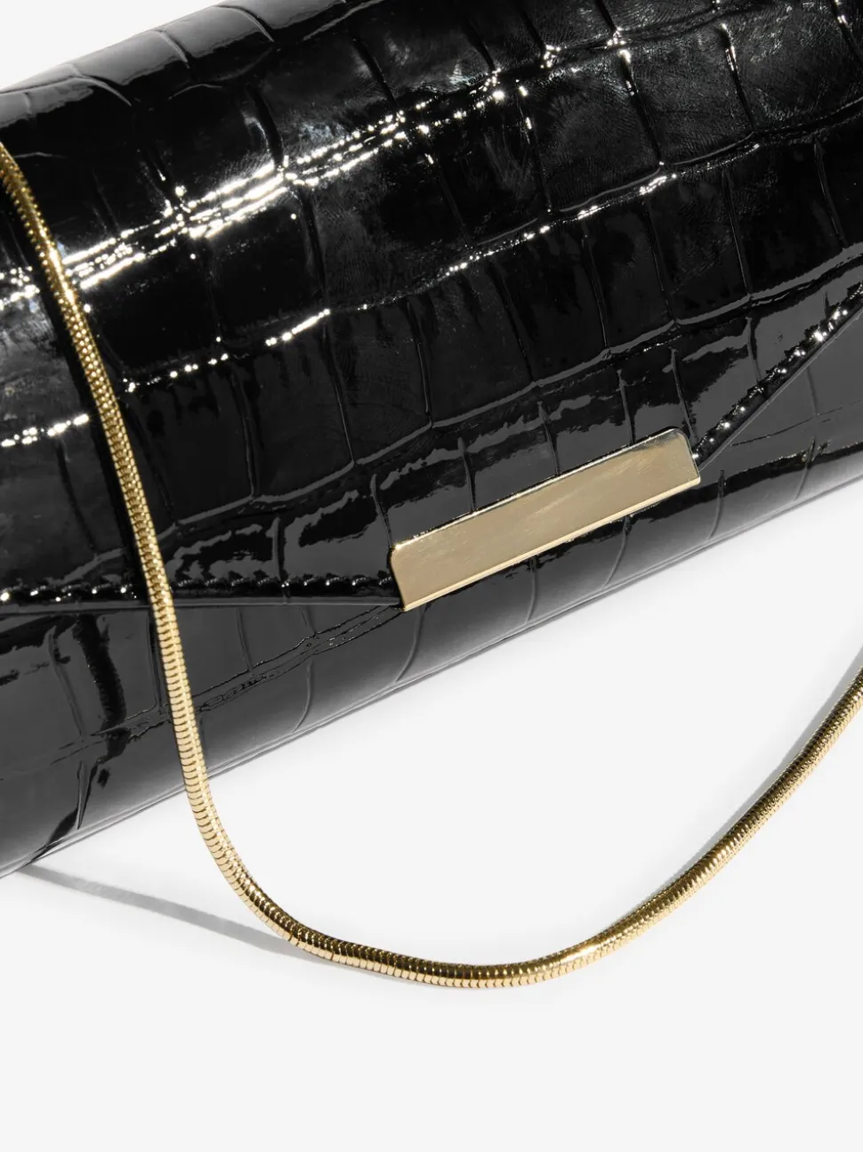 Black Croc Affect - Lipsy Clutch Bag