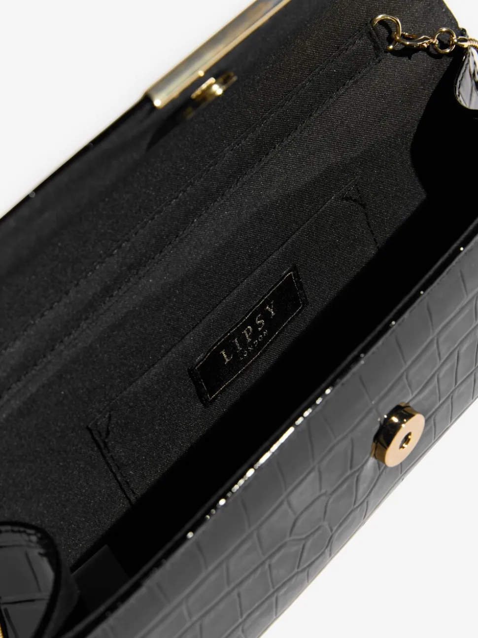 Black Croc Affect - Lipsy Clutch Bag
