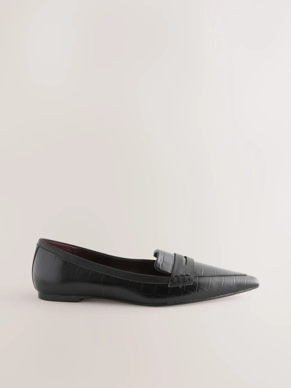 Black Croc Effect Embossed - Forever Comfort® Premium Leather Pointed Toe Loafers