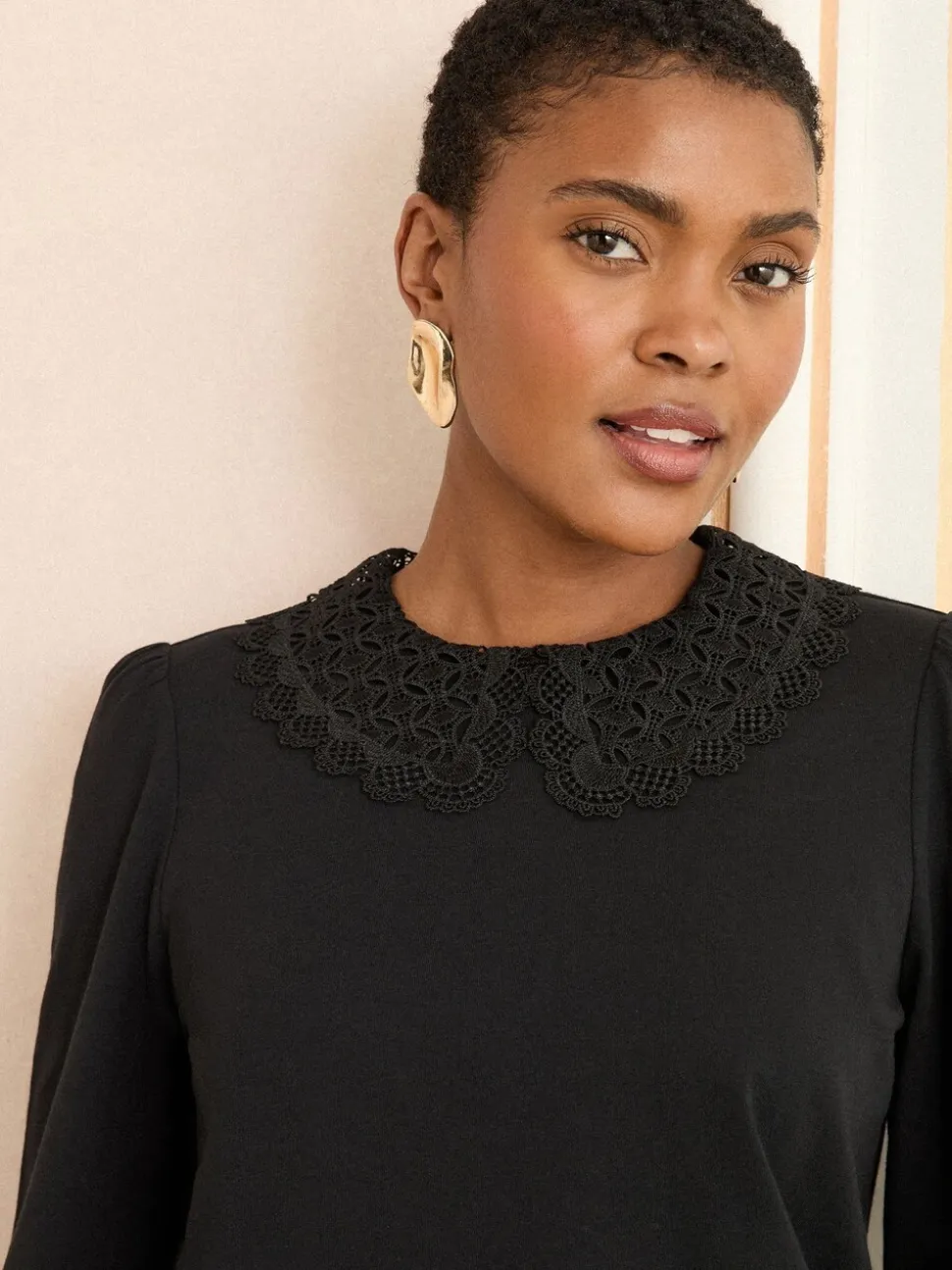 Black Lace Collar - Love & Roses - Blouse