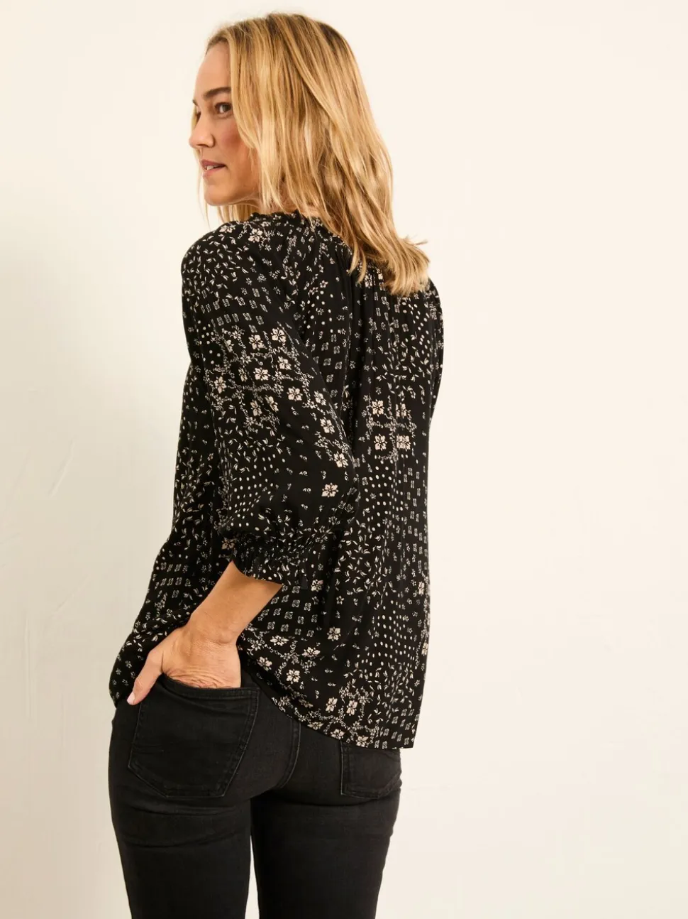 Black Mono Patchwork - FatFace Blouse