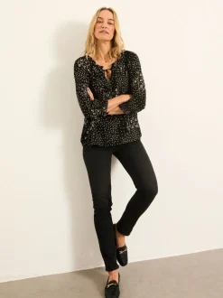 Black Mono Patchwork - FatFace Blouse