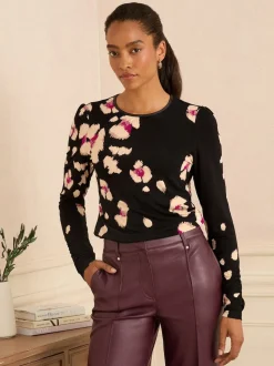 Black Placement Animal - Love & Roses - Jersey top met lange mouwen