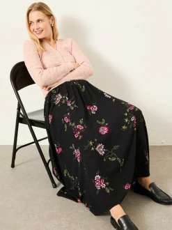 Black Spring Floral - FatFace midirok