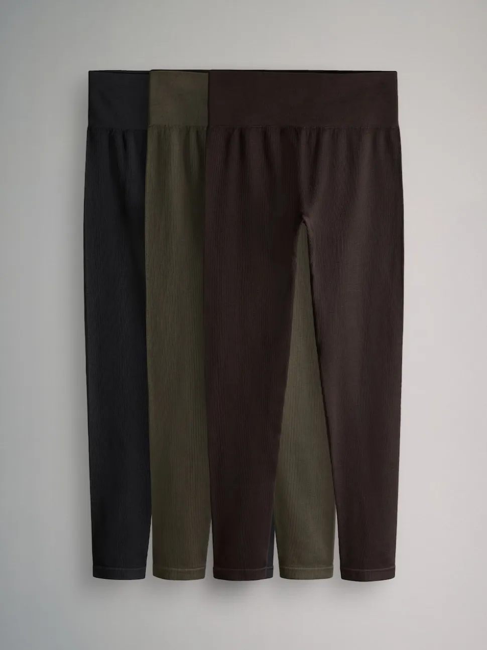 Black/Chocolate Brown/Khaki - The Set 3 Pack Active Ribbed Legging