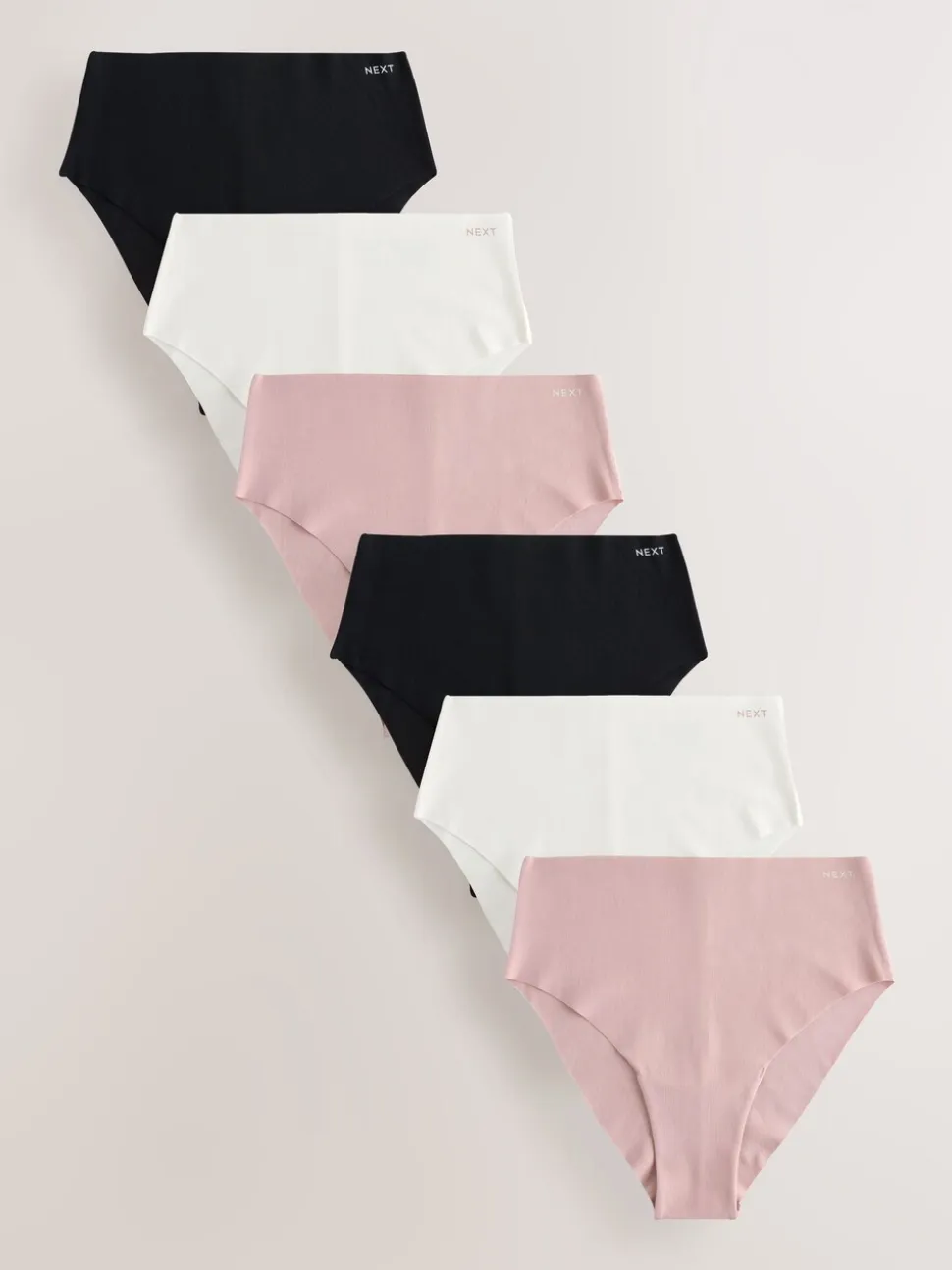Black/Cream/Pink - Cotton Blend No VPL Knickers 7 Pack