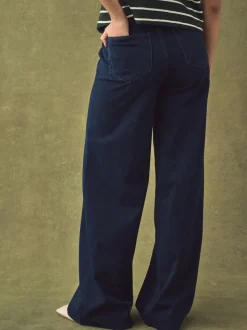 Black/Rinse Blue - Jersey denim broek met wijde pijpen 2 set