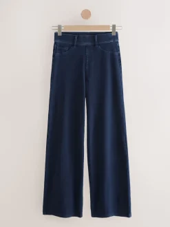 Black/Rinse Blue - Jersey denim broek met wijde pijpen 2 set
