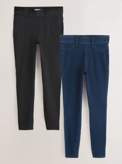 Black/Rinse Blue - Set van 2 lange jersey denim leggings
