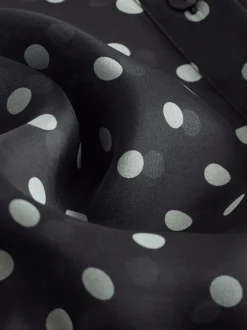 Black/Sage Polka Dot - Overhemd met doorschijnende lange mouwen