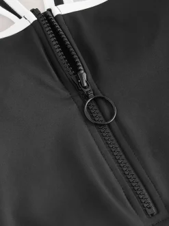 Black/White Contrast - Badpak met buikcorrectie en ritssluiting