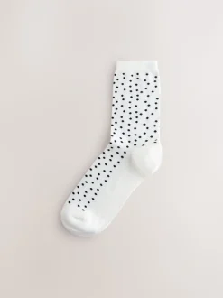 Black/White Mix Print - Set van 7 paar enkelsokken