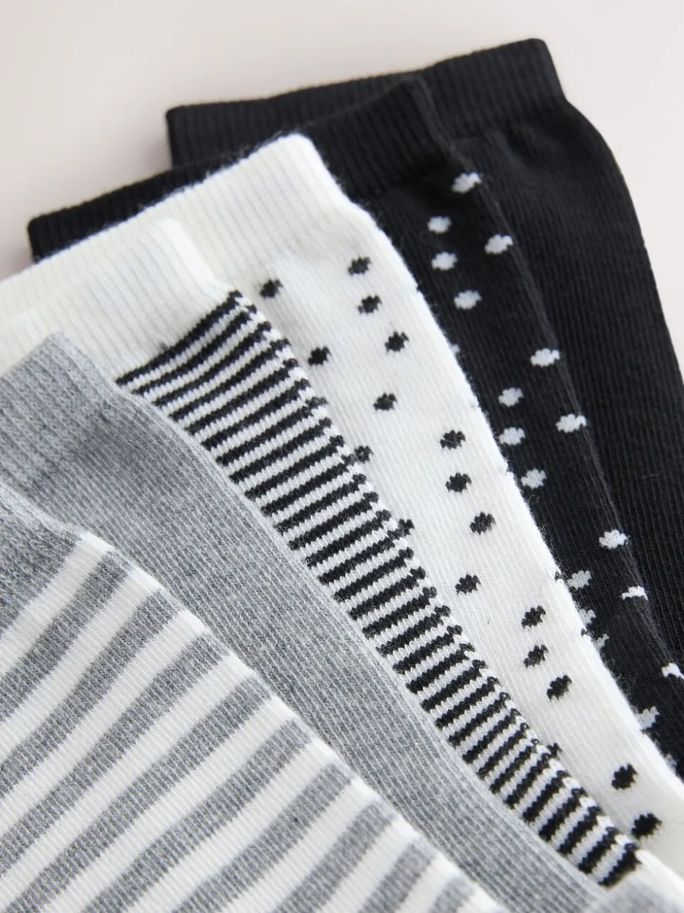 Black/White Mix Print - Set van 7 paar enkelsokken