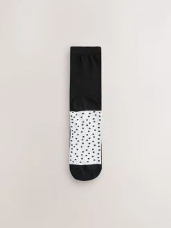 Black/White Spots/Stripe - Set van 4 paar enkelsokken