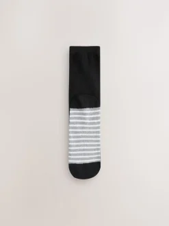 Black/White Spots/Stripe - Set van 4 paar enkelsokken