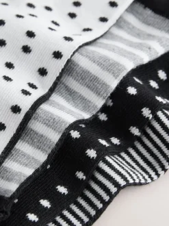 Black/White Spots/Stripe - Set van 4 paar enkelsokken