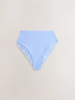 Blauw - 7 Katoenen slipjes met kant