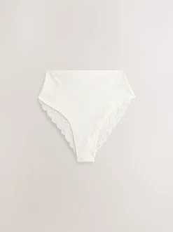 Blauw - 7 Katoenen slipjes met kant