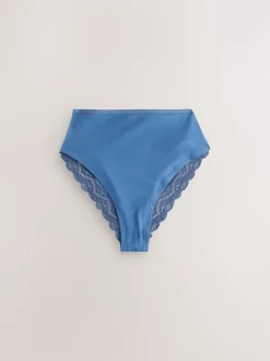 Blauw - 7 Katoenen slipjes met kant