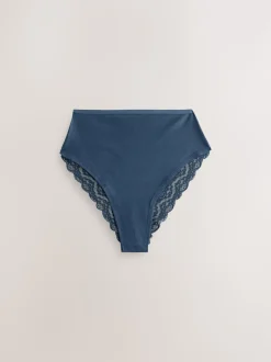Blauw - 7 Katoenen slipjes met kant