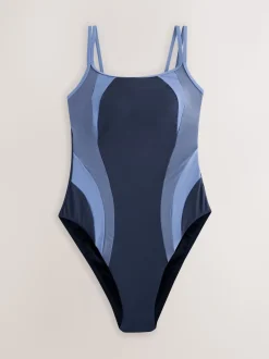 Blauw - Active Scoop-badpak met buikorrectie