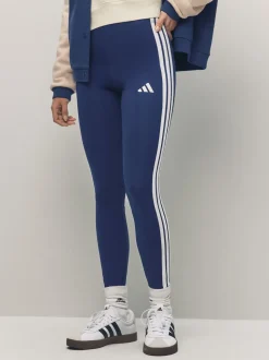 Blauw - adidas Essentials katoenen legging met 3 strepen