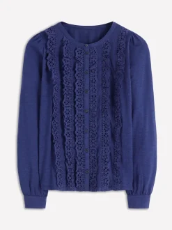 Blauw - Boden Broderie Ruffle Jersey Shirt