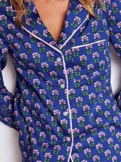 Blauw - Boden Cotton Pyjama Shirt