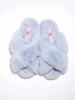 Blauw - Boux Avenue Bow Embroidered Cross Band Slider Slippers